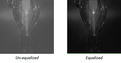 Unequalized and equalized images from a Weld Camera