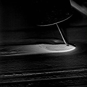 MIG welding process shown in image from Weld Camera with High Dynamic Range imaging