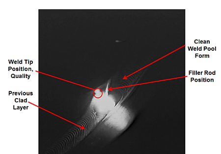ID pipe cladding shown using Xiris Weld Camera with High Dynamic Range imaging.