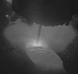 LJ Automation system process shown in weld image captured by Xiris' XVC-O Weld Camera.