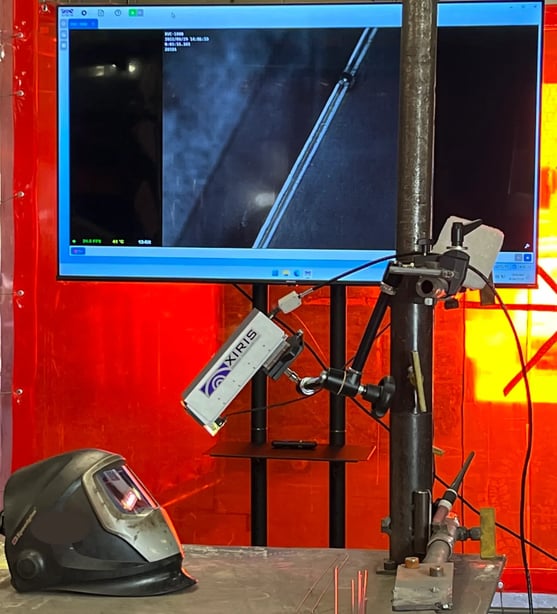 A video of a GMAW process laying down weld bead in spiral formation