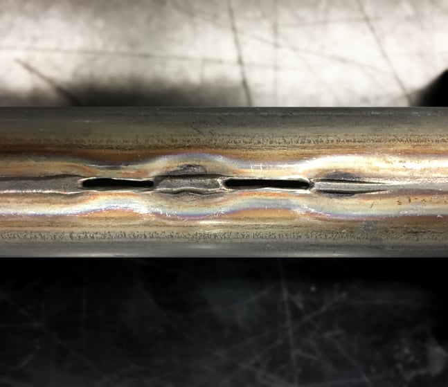 Welding Image of Weld Skip on a Section of Welded Tube