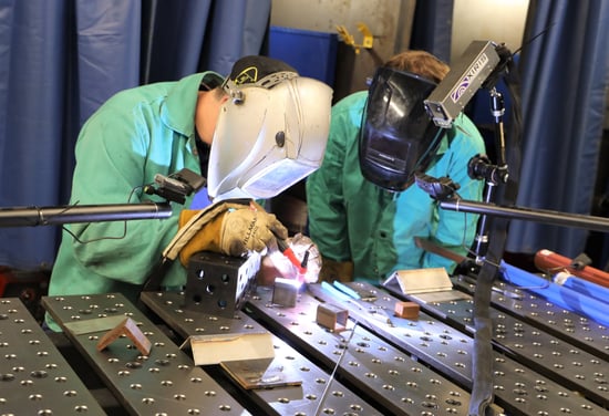 Instructor Bobby Bland doing a weld demo