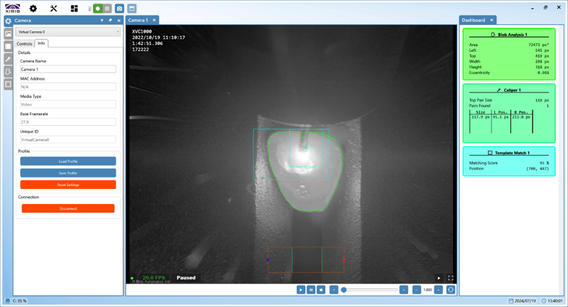 Welding Image of A GTAW Process with Various Machine Vision Tools Collecting Process Data (Xiris)