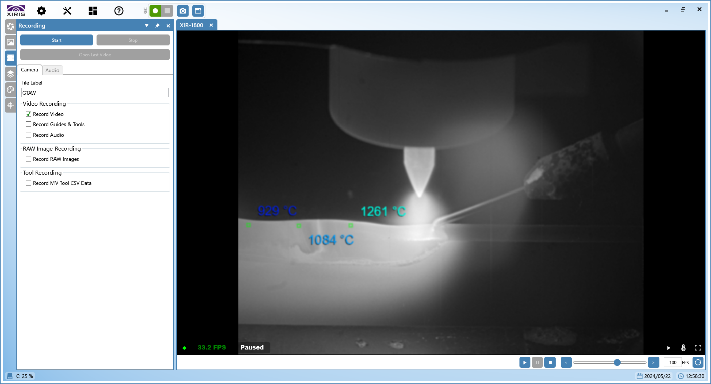 Figure 5 Multiple Temperature Points Set to Measure the Cooling Rate of the Bead