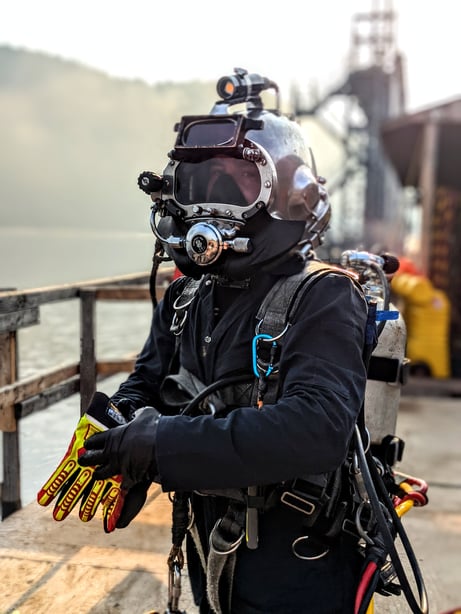 Kendal Keating suited up for a commercial dive