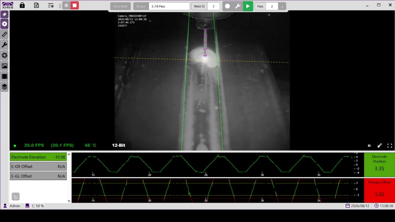 Seam tracker software following a GMAW Process