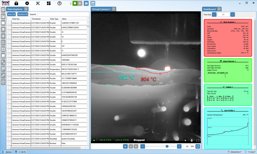 Welding Image of WeldStudio Pro showing the Data Explorer for Measurements available, via ADS Interface