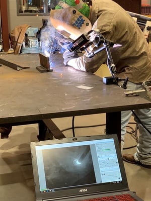 The Xiris weld camera being used in a classroom environment by a weld educator