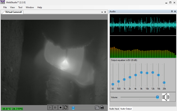 Weld Studio showing weld audio monitoring